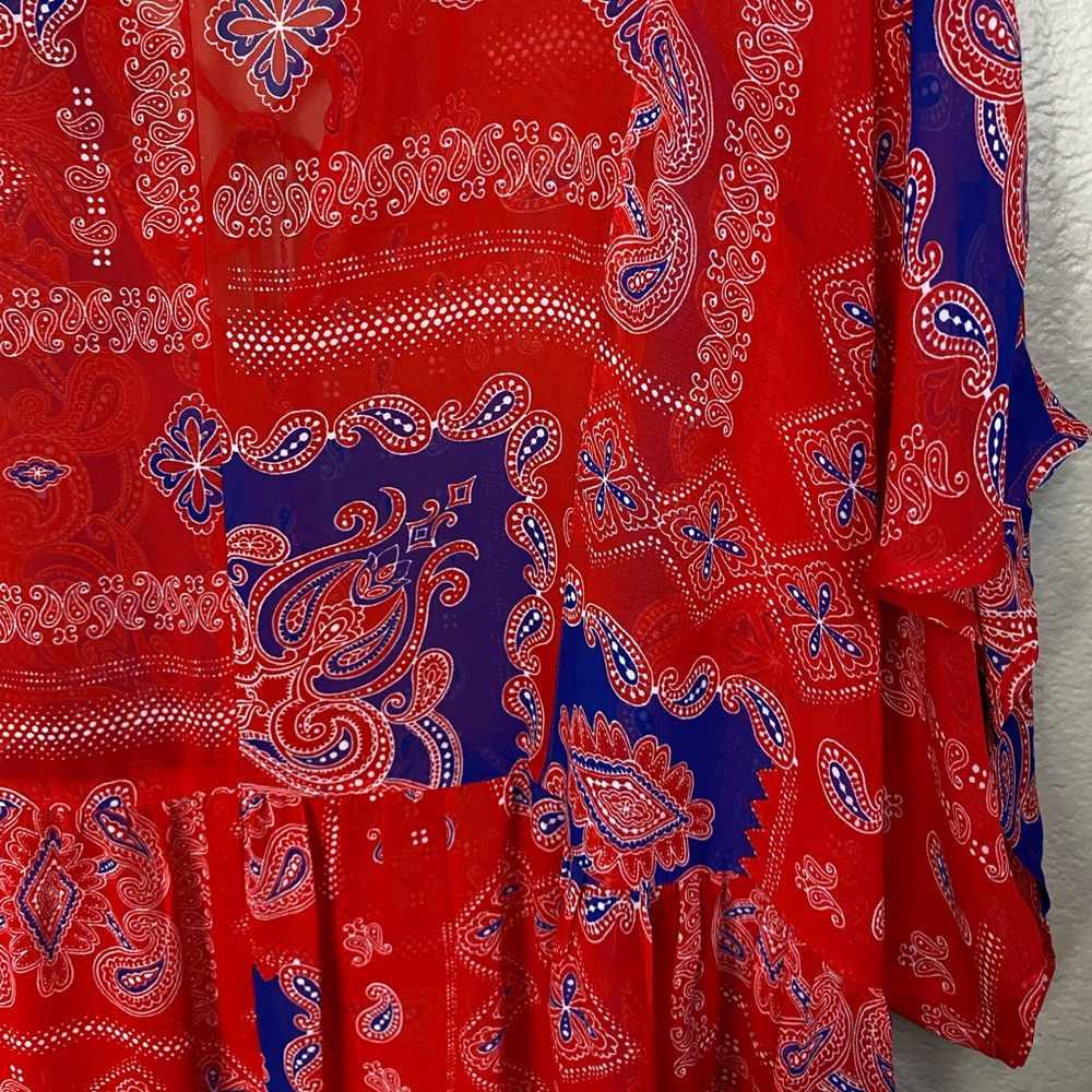 Lane Bryant Sheer American Paisley Tassel Tie Blouse - Picture 10 of 12